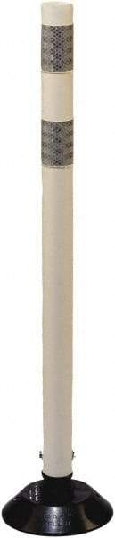 PRO-SAFE - 36" High x 3" Wide Reflective Tubular Surface Mount Delineator - Urethane, 3 Lbs, White - Americas Industrial Supply