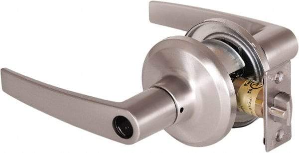 Stanley - Grade 2 Office Lever Lockset - 2-3/8 & 2-3/4" Back Set, Brass Alloy, Satin Nickel Finish - Americas Industrial Supply