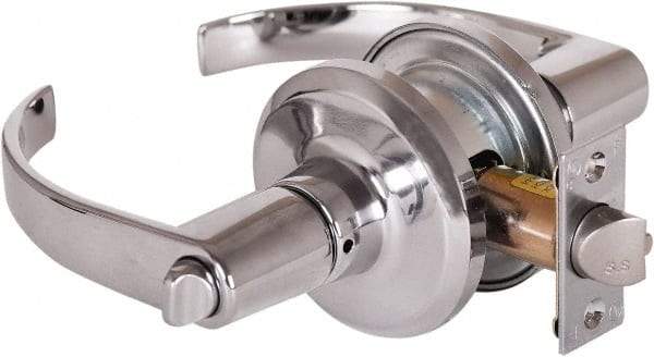 Stanley - Grade 2 Office Lever Lockset - 2-3/8 & 2-3/4" Back Set, Brass Alloy, Bright Chrome Finish - Americas Industrial Supply