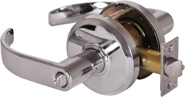 Stanley - Grade 2 Entrance Lever Lockset - 2-3/4" Back Set, Key In Lever Cylinder, Brass Alloy, Bright Chrome Finish - Americas Industrial Supply