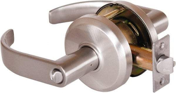 Stanley - Grade 2 Entrance Lever Lockset - 2-3/4" Back Set, Key In Lever Cylinder, Brass Alloy, Nickel Finish - Americas Industrial Supply