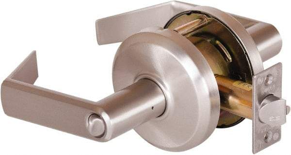 Stanley - Grade 2 Entrance Lever Lockset - 2-3/4" Back Set, Key In Lever Cylinder, Brass Alloy, Nickel Finish - Americas Industrial Supply