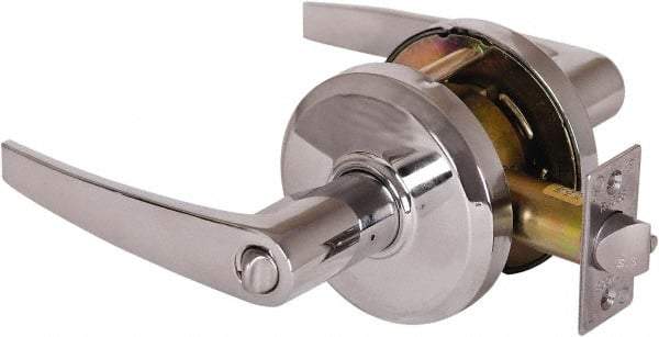 Stanley - Grade 2 Entrance Lever Lockset - 2-3/4" Back Set, Key In Lever Cylinder, Brass Alloy, Bright Chrome Finish - Americas Industrial Supply