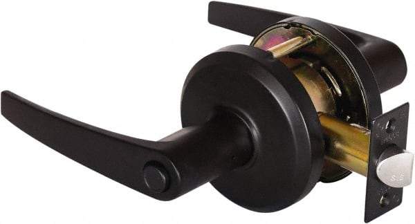 Stanley - Grade 2 Privacy Lever Lockset - 2-3/4" Back Set, Keyless Cylinder, Brass Alloy, Oil Rubbed Bronze Finish - Americas Industrial Supply