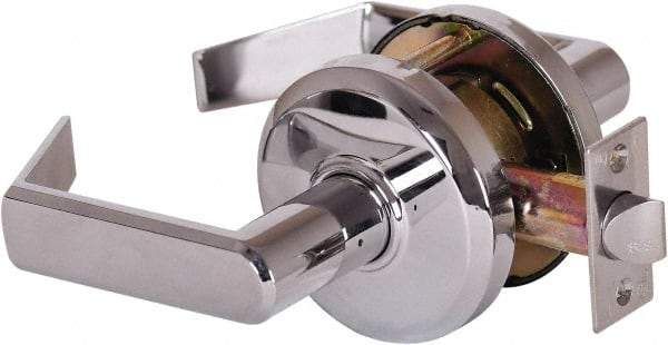Stanley - Grade 2 Passage Lever Lockset - 2-3/4" Back Set, Keyless Cylinder, Brass Alloy, Bright Chrome Finish - Americas Industrial Supply