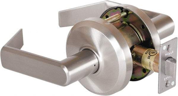 Stanley - Grade 2 Passage Lever Lockset - 2-3/4" Back Set, Keyless Cylinder, Brass Alloy, Nickel Finish - Americas Industrial Supply