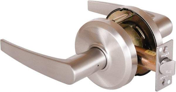 Stanley - Grade 2 Passage Lever Lockset - 2-3/4" Back Set, Keyless Cylinder, Brass Alloy, Nickel Finish - Americas Industrial Supply
