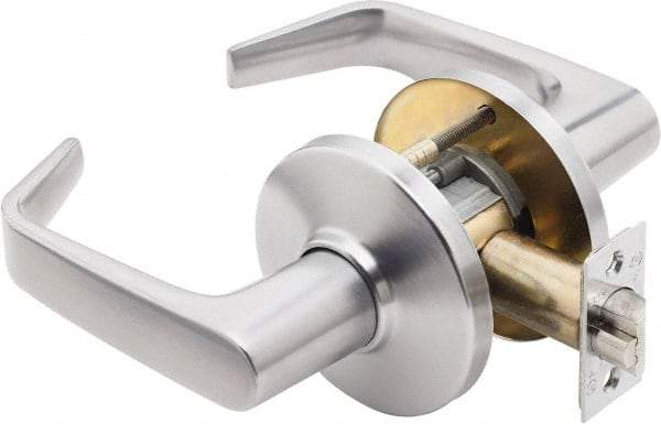 Best - Grade 1 Entrance Lever Lockset - 2-3/4" Back Set, Key In Lever Cylinder, Brass Alloy, Satin Chrome Finish - Americas Industrial Supply