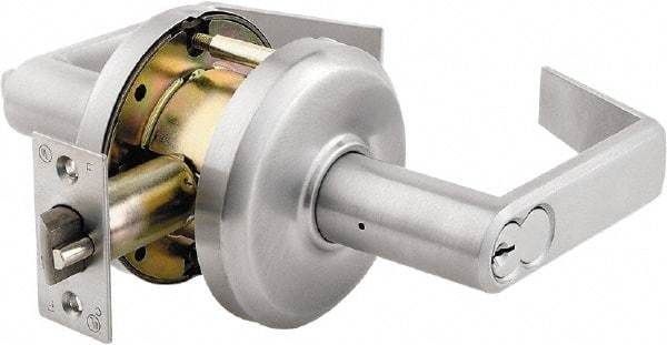 Stanley - Grade 2 Storeroom Lever Lockset - 2-3/4" Back Set, Key In Lever Cylinder, Brass Alloy, Satin Chrome Finish - Americas Industrial Supply