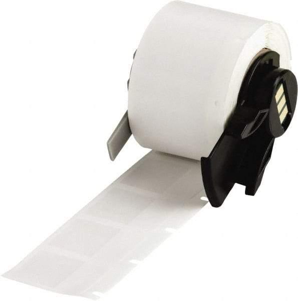 Brady - 3/4" Wide x 1" Long, Clear/White Vinyl Cable Tag - For BMP61 Labeling System, BMP71 Label Printer, TLS 2200 Thermal Labeling System, TLS-pc Link Thermal Labeling System - Americas Industrial Supply