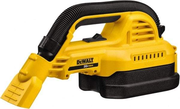 DeWALT - 0.5 Gal Plastic Tank, Battery Powered Wet/Dry Vacuum - 0.33 Peak hp, 20 Volt, 1-1/4" Hose Fitting, Cordless, HEPA Filter - Americas Industrial Supply