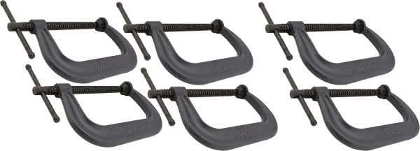 Wilton - Regular-Duty 10-1/8" Max Opening, 6" Throat Depth, Forged Steel Standard C-Clamp - 8,000 Lb Capacity, 2" Min Opening, Deep Throat - Americas Industrial Supply