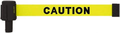 Banner Stakes - 6.61" High x 15' Long x 2-1/2" Wide Retractable Barrier Belt - Matte Finish, Yellow, Use with Banner Stakes Plus Stanchion, Banner Stakes Plus Base - Americas Industrial Supply