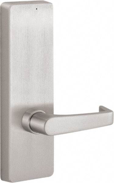 Stanley - 10" OAL Reversible Unrated Flatbar - 32 to 36" Door Width, Satin Stainless Steel Finish, Grade 1, 2100 Series - Americas Industrial Supply