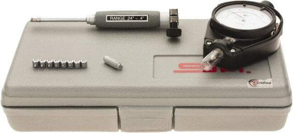 SPI - 9 Anvil, 0.24 to 0.4" Dial Bore Gage - 0.0001" Graduation, 2" Gage Depth, Accurate to 0.0003", Carbide Ball - Americas Industrial Supply