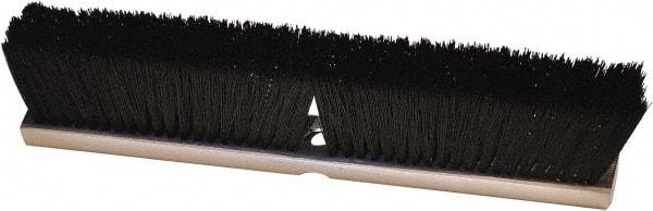 Harper Brush - 24" Medium Duty Synthetic Push Broom - 3" Bristle Length, Wood Block, Threaded Handle Connection, Handle Sold Separately - Americas Industrial Supply