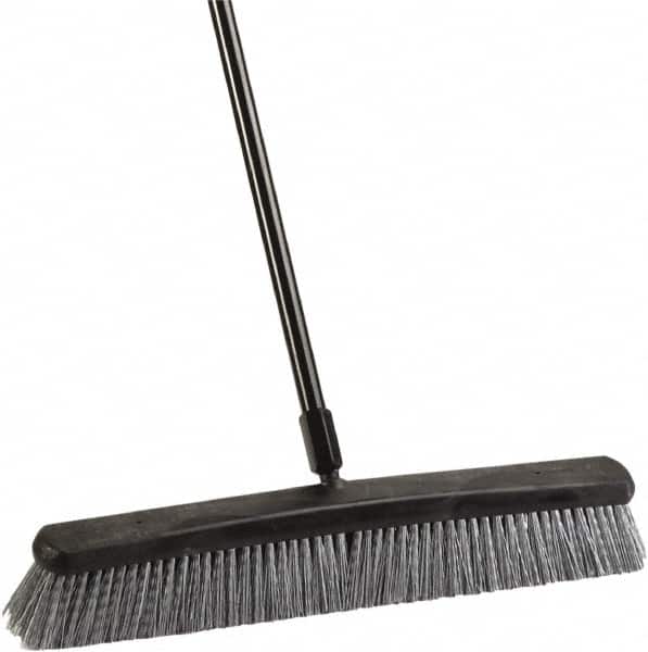 Harper Brush - 24" Rough Surface Synthetic Push Broom - 3" Bristle Length, Plastic Block, Threaded Handle Connection, Handle Included - Americas Industrial Supply