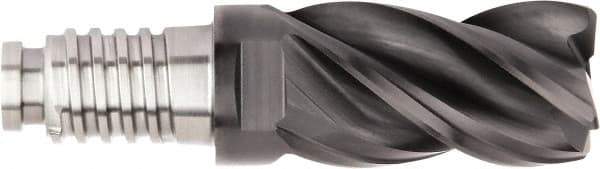 Kennametal - 1" Diam, 1-1/2" LOC, 4 Flute, 0.09" Corner Radius End Mill Head - Solid Carbide, AlTiN Finish, Duo-Lock 25 Connection, Spiral Flute, 37 & 39° Helix, Centercutting - Americas Industrial Supply