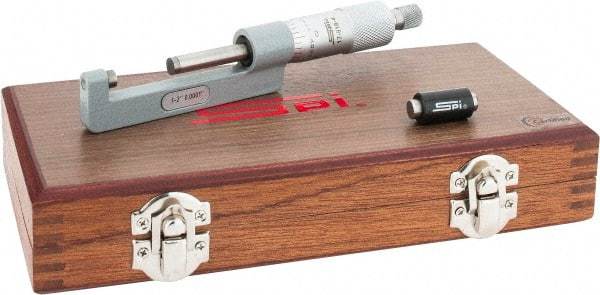 SPI - 1 to 2" Range, Mechanical Hub Micrometer - 0.0001" Graduation, 0.0002" Accuracy, Rotating Spindle - Americas Industrial Supply