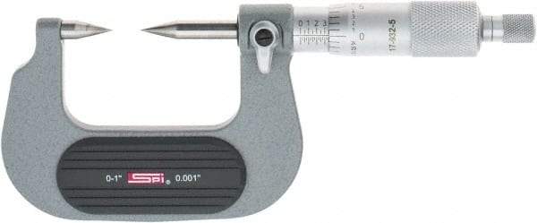 SPI - 1 Inch, Ratchet Stop, Mechanical Point Micrometer - Accurate up to 0.0001 Inch, 30° Point Angle - Americas Industrial Supply