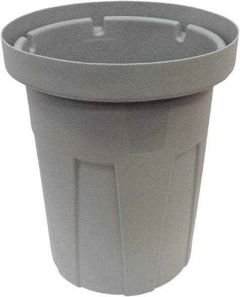 Made in USA - 30 Gal Gray Round Trash Can - Polyethylene, None Graphic, Lid Not Included - Americas Industrial Supply