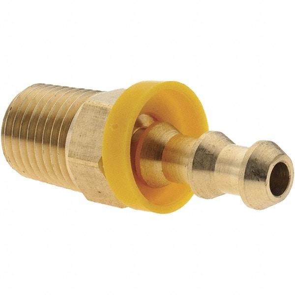 Value Collection - 1/4" ID 1/4 NPTF Barbed Push On Male Connector - Brass - Americas Industrial Supply