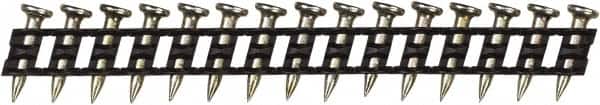 DeWALT - 11 Gauge 0.12" Shank Diam 0.73" Long Concrete Nails for Power Nailers - Steel, Yellow Zinc Finish, Smooth Shank, Angled Stick Plastic Collation, Round Head - Americas Industrial Supply