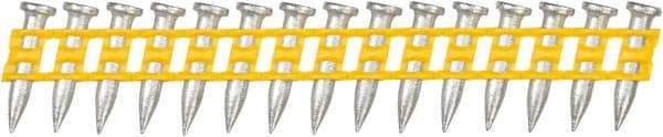 DeWALT - 9 Gauge 0.145" Shank Diam 3/4" Long Concrete Nails for Power Nailers - Steel, Zinc Finish, Smooth Shank, Angled Stick Plastic Collation, Round Head - Americas Industrial Supply