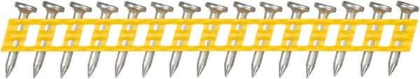 DeWALT - 13 Gauge 0.102" Shank Diam 3/4" Long Concrete Nails for Power Nailers - Steel, Zinc Finish, Smooth Shank, Angled Stick Plastic Collation, Round Head - Americas Industrial Supply