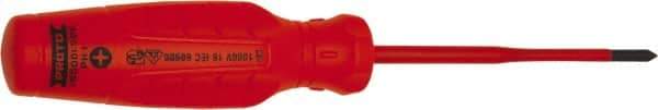 Proto - #1, 8-7/16" OAL, Insulated Phillips Screwdriver - 4" Blade Length, Round Shank, Impact & Chemical Resistant Handle - Americas Industrial Supply