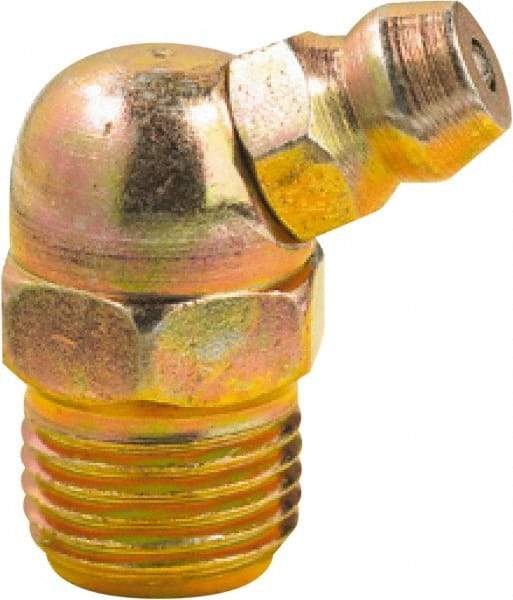 lumax - 65° Head Angle, 1/8 PTF Steel Grease Fitting Adapter - 7/16" Hex, 0.85" Overall Height, 0.29" Shank Length - Americas Industrial Supply