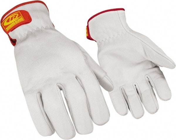 Ringers Gloves - Size M (9), ANSI Cut Lvl 3, Goatskin Leather Cut Resistant Gloves - Hook & Loop Cuff, White, Paired - Americas Industrial Supply