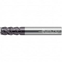Walter-Prototyp - 12mm, 26mm LOC, 12mm Shank Diam, 100mm OAL, 4 Flute, Solid Carbide Square End Mill - TiAlN Finish, 50° Helix, Right Hand Cut, Right Hand Flute, Series MC326-A-L - Americas Industrial Supply