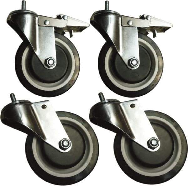 Sandusky Lee - 5" Diam x 5" Wide, Rubber Swivel with Brake Caster - 1,000 Lb Capacity, Stem Mount - Americas Industrial Supply
