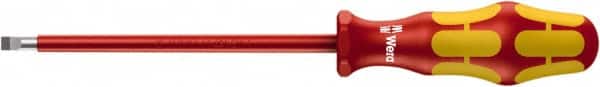 Wera - 4mm Blade Width, 9-3/4" OAL Slotted Screwdriver - 150mm Blade Length, Round Shank, Acetate with Rubber Grip Handle - Americas Industrial Supply