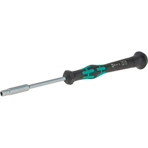 Wera - 3.2mm Solid Shaft Precision Nutdriver - Cushion Grip Handle, 6-1/4" OAL - Americas Industrial Supply