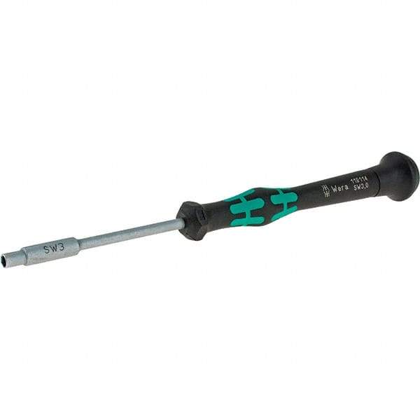 Wera - 3mm Solid Shaft Precision Nutdriver - Cushion Grip Handle, 6-1/4" OAL - Americas Industrial Supply