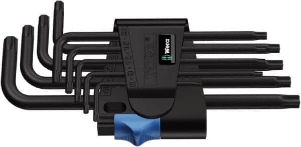 Wera - 9 Piece T8 to T40 Cast Steel L-Key Torx Key Set - T8, T9, T10, T15, T20, T25, T27, T30, T40 Torx Size - Americas Industrial Supply