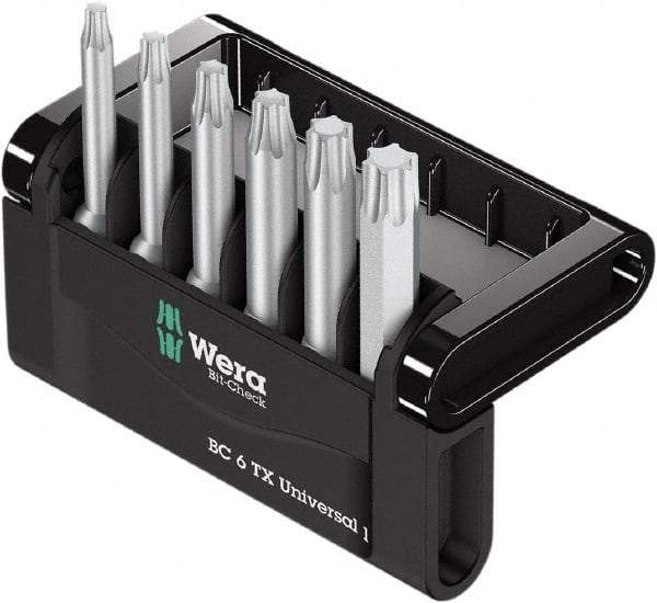 Wera - 6 Piece, 1/4" Drive Screwdriver Bit Set - T10 to T40 Torx - Americas Industrial Supply