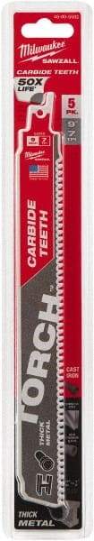 Milwaukee Tool - 9" Long x 1" Thick, Carbide Reciprocating Saw Blade - Straight Profile, 7 TPI, Toothed Edge, Universal Shank - Americas Industrial Supply