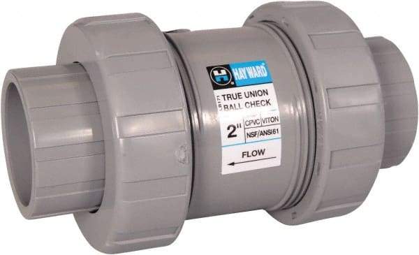 Hayward - 2" Pipe, PVC True Union Design Ball Valve - Inline - One Way Flow, Socket x Thread Ends, 235 WOG - Americas Industrial Supply