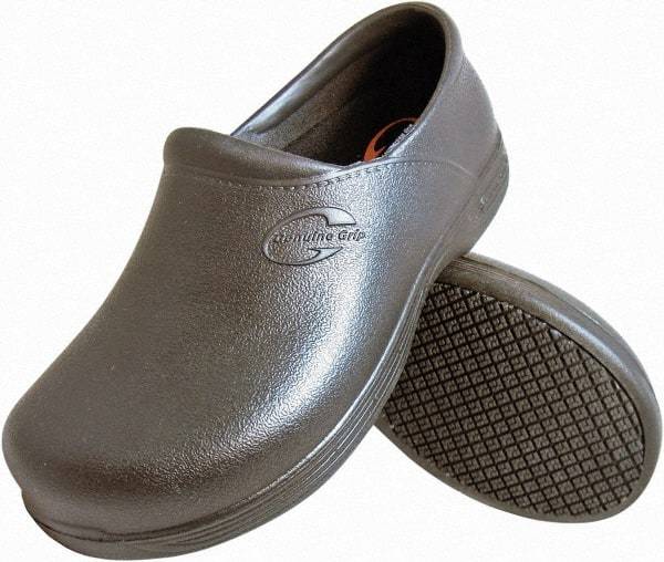 Genuine Grip - Women's Medium Width Plain Work Shoe - Black, EVA Upper, Rubber Outsole, 4" High, Dielectric, Non-Slip, Waterproof - Americas Industrial Supply