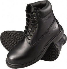 Genuine Grip - Men's Size 12 Wide Width Steel Work Boot - Black, Leather Upper, Rubber Outsole, 6" High, Dielectric, Non-Slip, Waterproof - Americas Industrial Supply