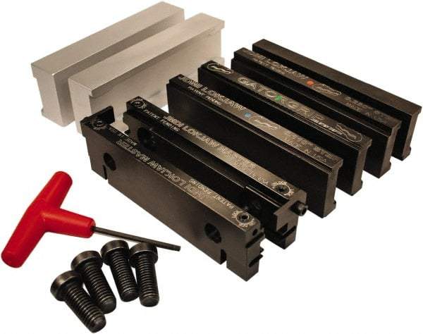Jet Machining - 6" Jaw Width, " Jaw Height, Standard Vise Jaw Sets - Hardened Steel - Americas Industrial Supply
