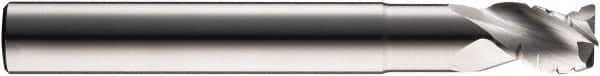 SGS - 1/2" Diam, Coarse Pitch, 5/8" LOC, 3 Flute Solid Carbide 0.03" Corner Radius Roughing End Mill - Uncoated, 4" OAL, 1/2" Shank Diam, Single End, Extended Reach, Centercutting, 38° Helix - Americas Industrial Supply