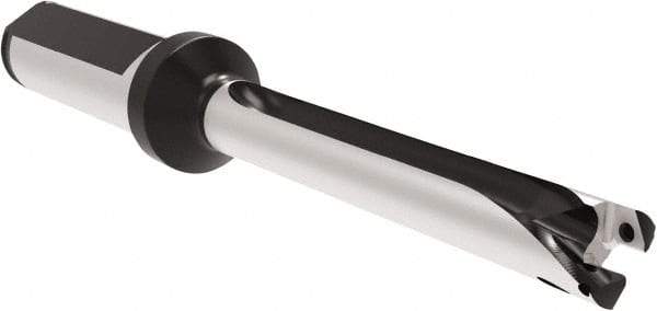Allied Machine and Engineering - Series 11, 11 to 11.99mm Diam, 16mm Diam Straight Shank with Flange, Straight Flute Spade Drill - 83.9mm Max Depth, 160.4mm OAL, Standard Length, Through Coolant - Americas Industrial Supply