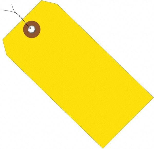 Made in USA - 6-1/4" High x 3-1/8" Long, Safety & Facility Blank Tag - Yellow Vinyl - Americas Industrial Supply