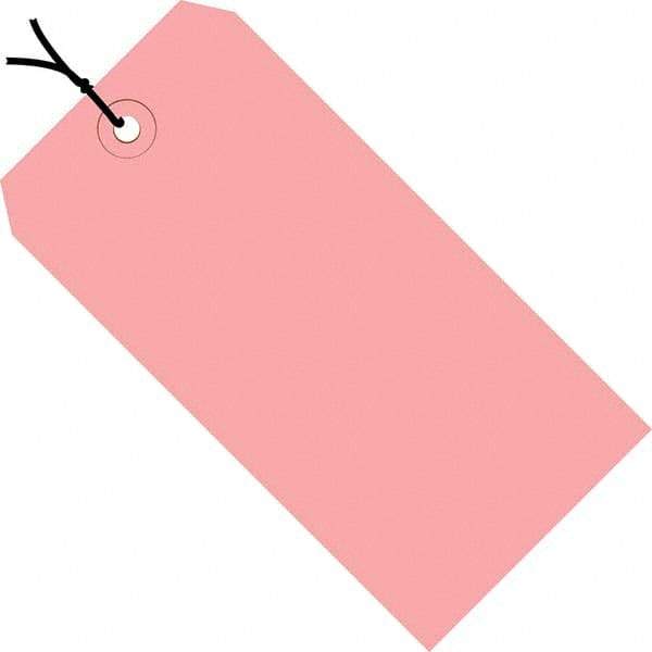 Made in USA - 5-1/4" High x 2-5/8" Long, Safety & Facility Blank Tag - Pink Cardstock - Americas Industrial Supply