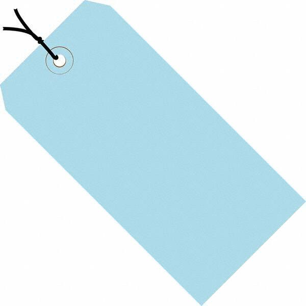 Made in USA - 5-1/4" High x 2-5/8" Long, Safety & Facility Blank Tag - Light Blue Cardstock - Americas Industrial Supply