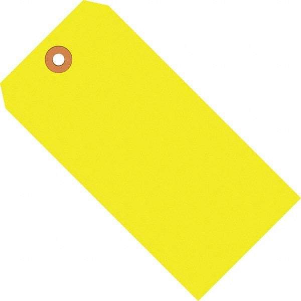 Made in USA - 5-3/4" High x 2-7/8" Long, Safety & Facility Blank Tag - Fluorescent Yellow Cardstock - Americas Industrial Supply